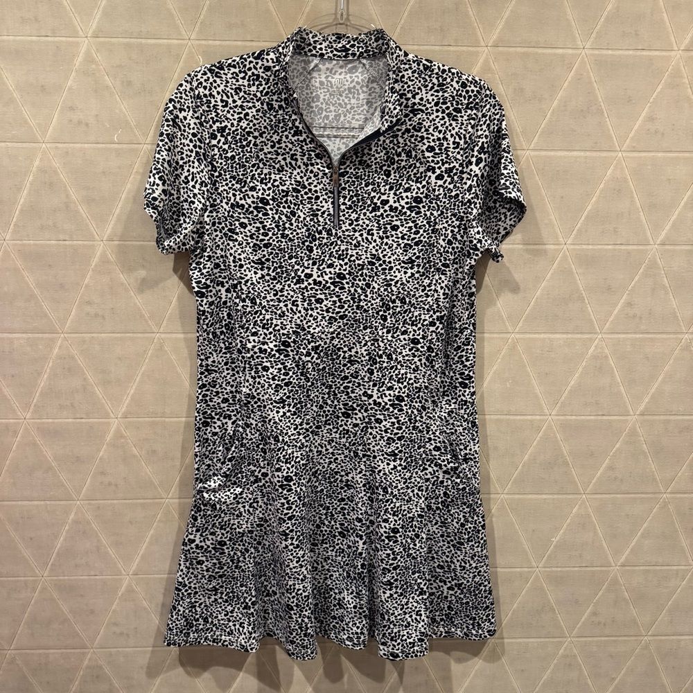 Tail White Label Teeny Leopard Print 1/4 Zip Golf Dress M